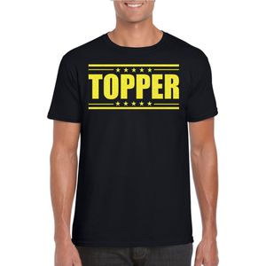 Verkleed T-shirt voor heren - topper - zwart - geel glitters - feestkleding