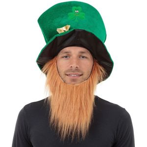 4x stuks st Patricks Day groene hoed met baard voor volwassenen