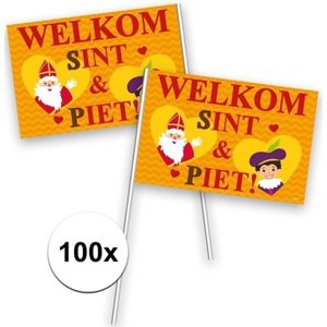 100x Welkom Sint en Piet zwaaivlaggetje