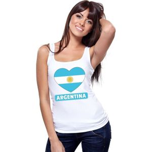 Argentinie hart vlag singlet shirt/ tanktop wit dames