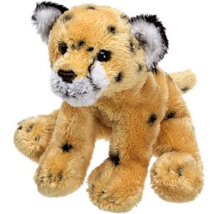 Pluche Cheetah/jachtluipaard knuffeldier van 13 cm - Speelgoed dieren knuffels cadeau voor kinderen