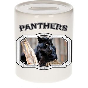 Dieren zwarte panter spaarpot - panthers/ panters spaarpotten kinderen 9 cm