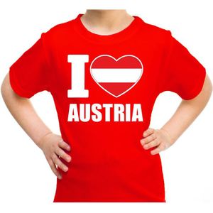 I love Austria t-shirt Oostenrijk rood voor kids