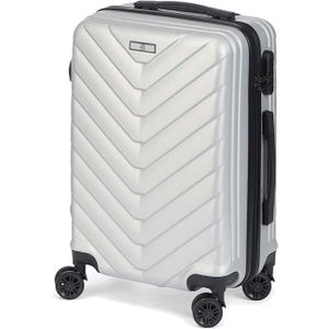 Cabine handbagage reis trolley koffer - zwenkwielen - 57 x 38 x 23 cm - 48 liter - zilvergrijs