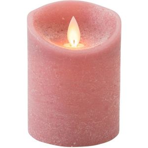 1x Antiek roze LED kaars / stompkaars 10 cm - Luxe kaarsen op batterijen met bewegende vlam