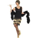 Zwart/gouden jaren 20 flapper jurk voor dames