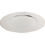 Diner/kerstdiner onderborden - 6x st - hout look - zilver - kunststof - D33 x H2 cm- rond