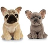 2x Pluche Franse Bulldog honden knuffels 15/25 cm speelgoed set