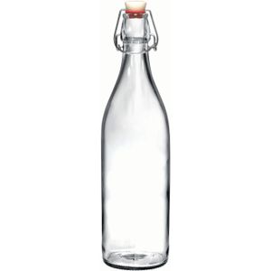 Beugelfles/weckfles transparant 1 liter rond - weckfles - karaf - waterfles