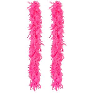 Carnaval verkleed boa met veren - 2x - roze - 180 cm - 50 gram - Glitter and Glamour