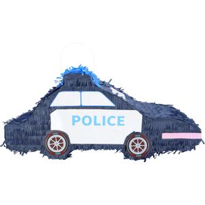 Pinata Politiewagen - blauw - papier - 56 x 23 x 18 cm - feestartikelen verjaardag