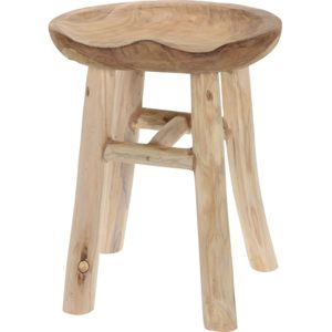 Krukje - plantentafel - teak hout - lichtbruin - D35 x H42 cm