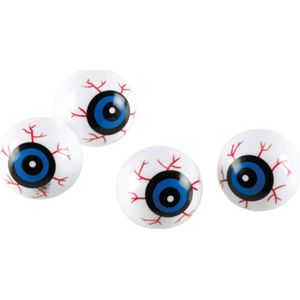 Halloween oogballen - 6x - wit/blauw - 3 cm - kunststof