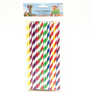 Drinkrietjes - papier - set 50x - multicolor kleuren - 20 cm - verjaardag/feestje