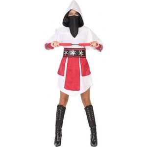 Ninja vechter verkleed jurk/kostuum wit/rood voor dames