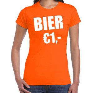 Koningsdag t-shirt bier 1 euro oranje voor dames