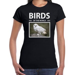 Sneeuwuilen t-shirt met dieren foto birds of the world zwart voor dames