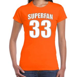Superfan nummer 33 oranje t-shirt Holland / Nederland supporter racing voor dames