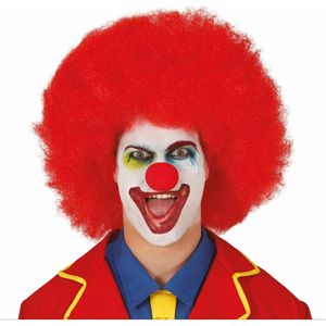 Verkleed pruik clown - rood - voor volwassenen - one size - circus