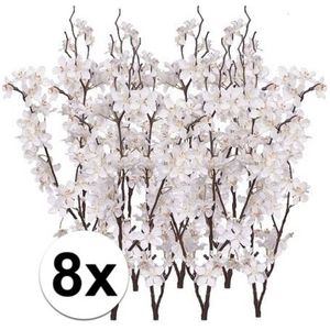 8x Stuks Witte Appelbloesem Kunstbloem/Tak met 57 Bloemetjes 84 cm - Nepbloemen - Kunstbloemen