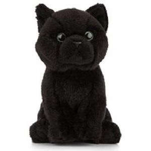 Pluche zwarte Bombay kat/poes knuffel 16 cm speelgoed