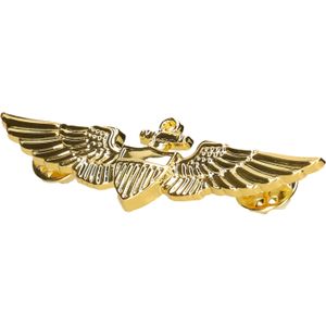 Piloten/Vliegeniers verkleed broche - goud - metaal - 7 cm - Carnaval accessoires