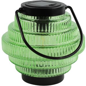 Tuin lantaarn Jardin - solar - groen/zwart - D16 x H16 cm - metaal/glas - buitenverlichting