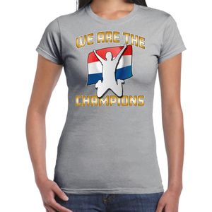 Verkleed T-shirt voor dames - Nederland - grijs - voetbal supporter - themafeest