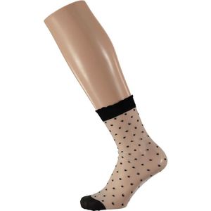 3x stuks transparante panty sokjes met zwarte stipjes voor dames.