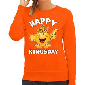 Koningsdag sweater voor dames - happy kingsday - oranje - feestkleding