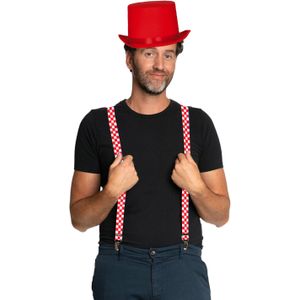 Carnaval verkleedset hoed en bretels - Brabant - rood - volwassenen - feestkleding accessoires