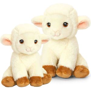 Keel Toys - Pluche knuffels schapen familie - 2x stuks - 18 en 25 cm