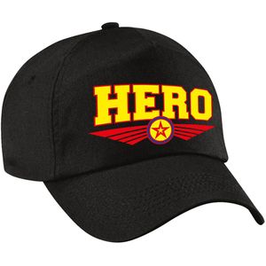 Hero / held tekst pet / baseball cap zwart voor volwassenen