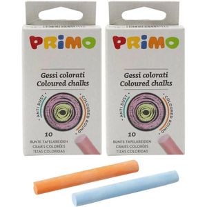 Primo Schoolbord krijtjes - 2x - pakje van 10x stuks - gekleurd - School/leraar kwaliteit krijtjes