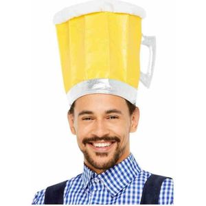 Bier hoed oktoberfest / bier festival geel voor volwassenen