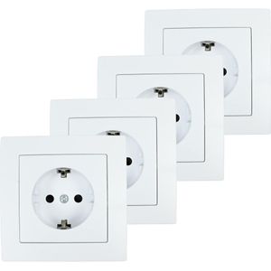 Benson Stopcontact RA - 4x - wit - inbouw - kunststof - 8 x 8 cm