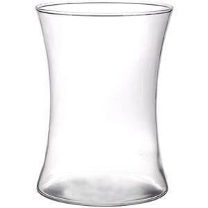 Brede trompet bloemenvaas/vazen van glas 19 cm- brede vazen transparant - glazen vaas/vazen