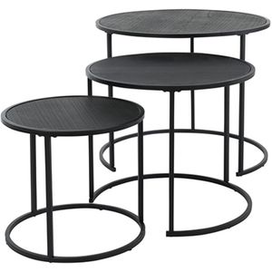 Bijzettafel/plantenstandaard set - 3x stuks - zwart - metaal