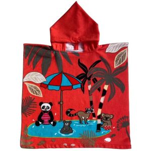 Bad cape/poncho voor kinderen dierenprint 60 x 120 cm microvezel