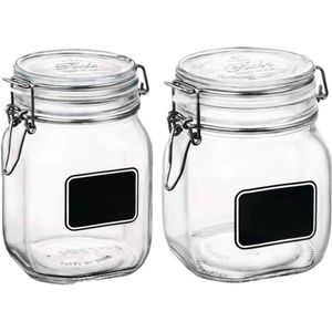 Set van 2x stuks weckpotten/inmaakpotten met krijtplaatje 750 ml - 1 liter