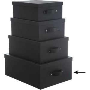 5Five Opbergdoos/box - 2x - zwart - L39 x B30 x H16 cm - Stevig karton - Industrialbox