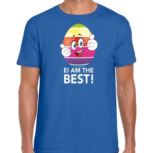 Vrolijk Paasei ei am the best t-shirt blauw voor heren - Paas kleding / outfit