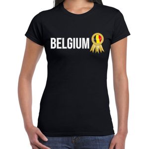 Verkleed T-shirt voor dames - Belgium - zwart - voetbal supporter - themafeest - Belgie