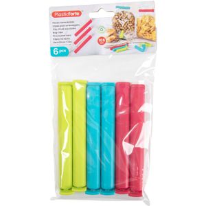 Afsluitclips / vershoudclips - 6x - 10 cm - keuken/voedsel zakjes afsluiten - Vershoud klemmen