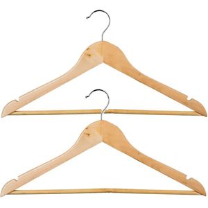 Set van 16x stuks houten kledinghangers 45 x 23 cm - Kledingkast hangers/kleerhangers