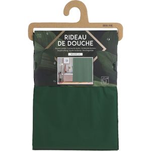 Urban Living Douchegordijn met ringen - donkergroen - pvc - 180 x 200 cm - Voor bad en douche