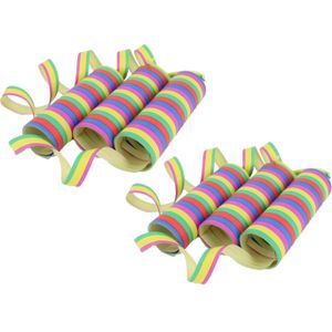 Serpentine feestversieringen - 6x rollen - gekleurd in felle kleuren - papier