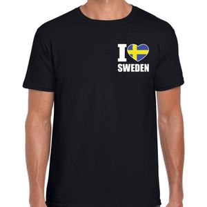 I love Sweden t-shirt Zweden zwart op borst voor heren