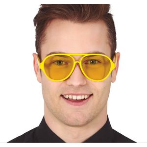 Carnaval/verkleed party bril Aviator - geel - volwassenen - Voor bij een verkleedkleding kostuum