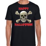 Happy Halloween horror schedel verkleed t-shirt zwart voor heren